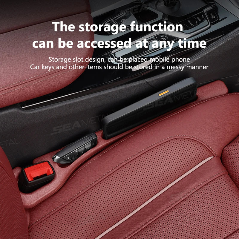 SEAMETAL 2Pcs Car Seat Gap Filler Organizer Flexible Center Console Crevice Filling Strip Seat Side Filler with Expandable Hole