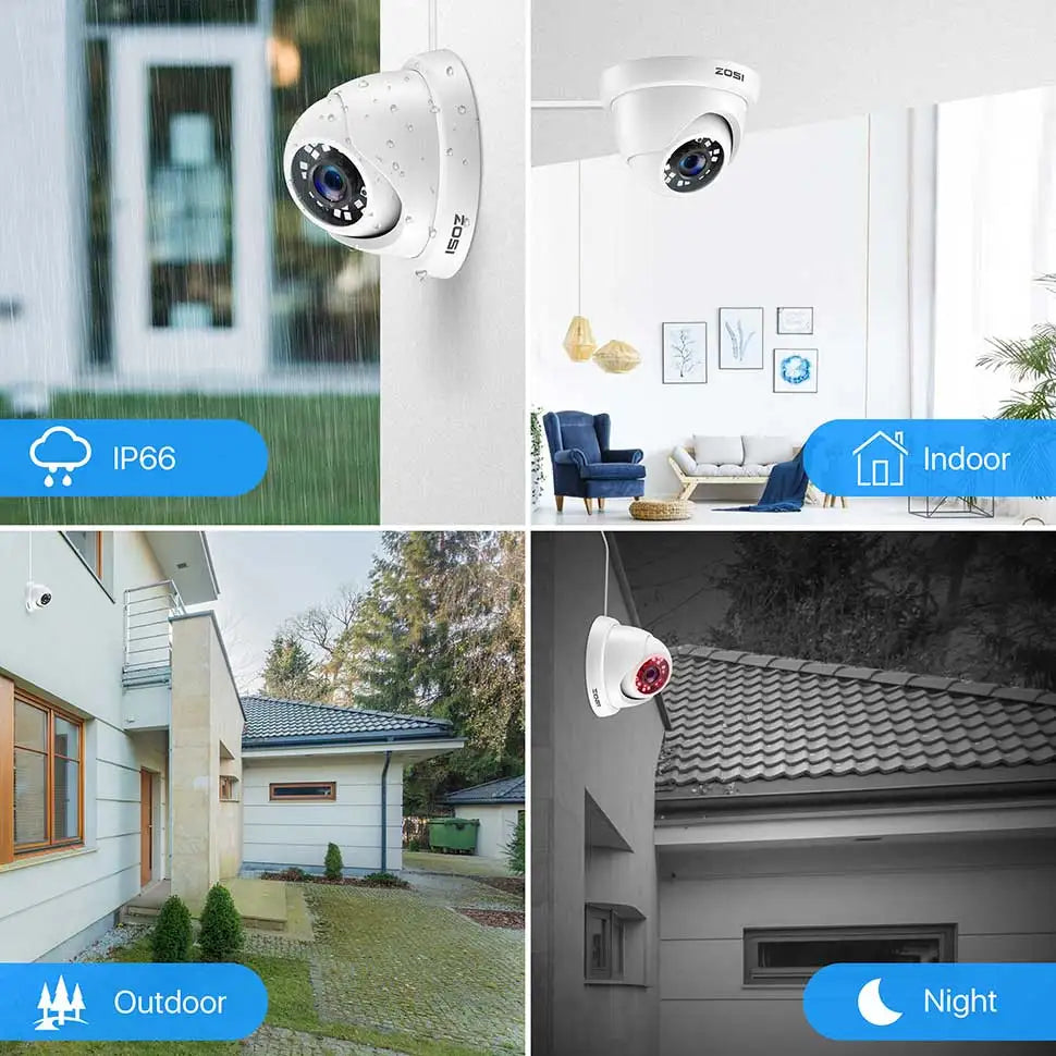 ZOSI 4-Pack 1080P Wired Security Cameras for Home CCTV