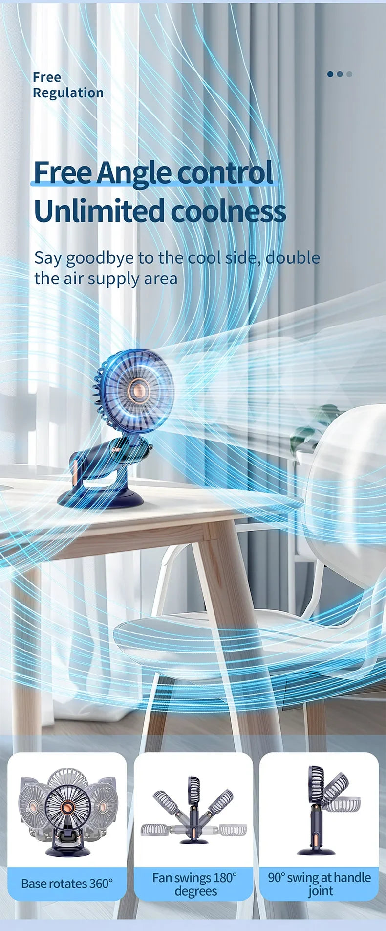 Foldable 5-Speed Handheld Mini Fan with LED Display