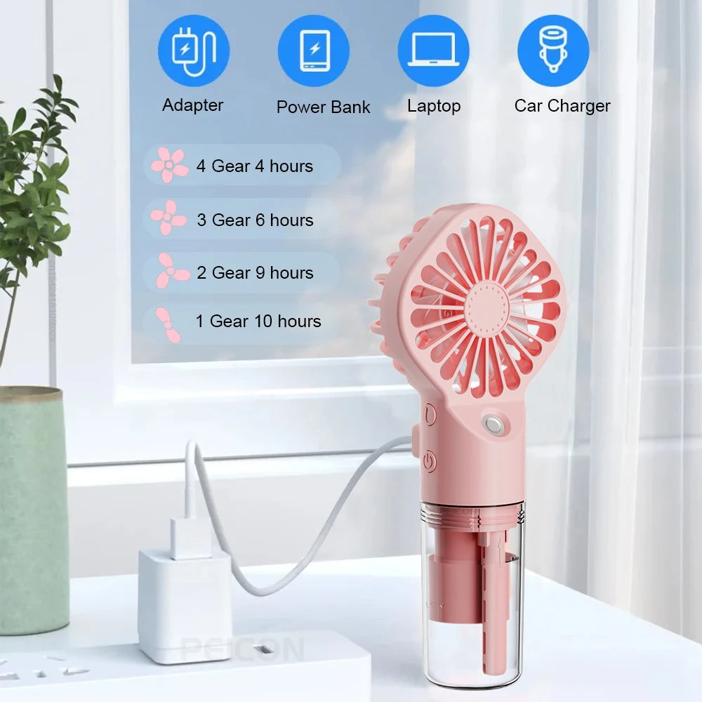 Rechargeable Misting Handheld Fan