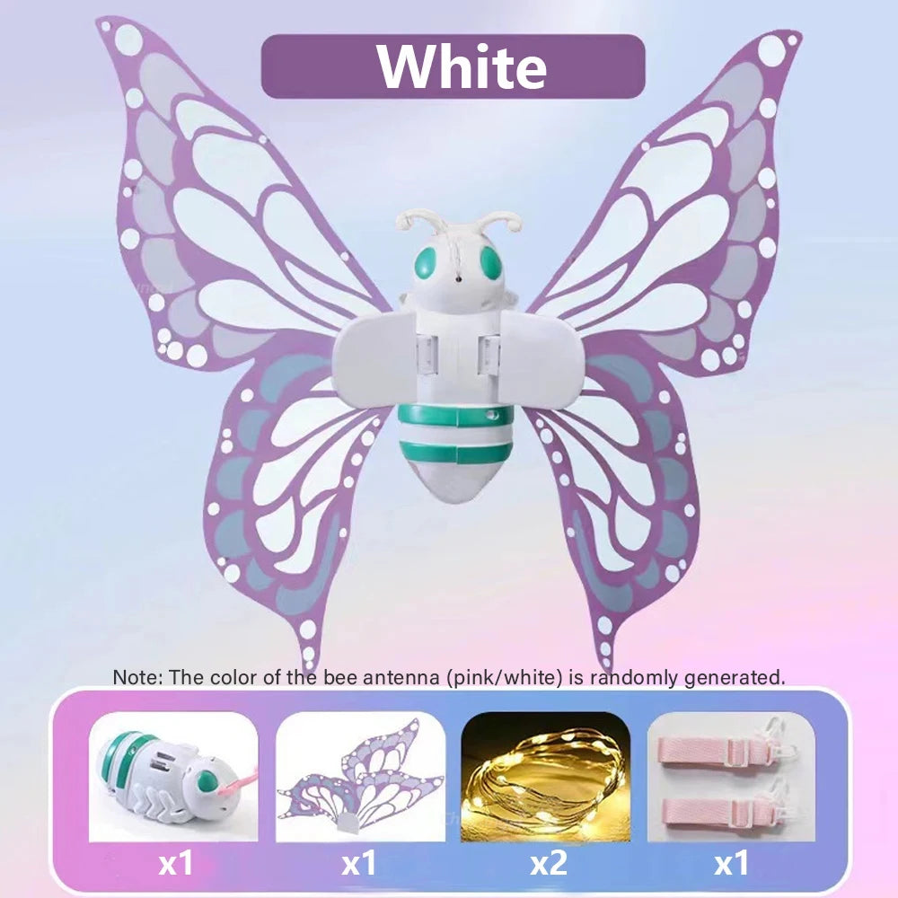 Electric Butterfly Wings Moving Elf Wing with Light Fairy Wings for Kids Birthday Christmas Cosplay Dress Up Angel Girls Toy 