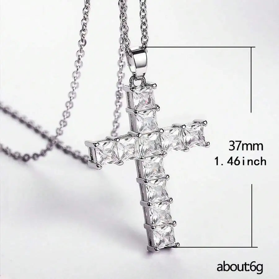 New Fashion Necklaces Female Pendants Gold Multi Color Crystal Jesus Cross Pendant For Women Necklace Party Leisure Time Jewelry 