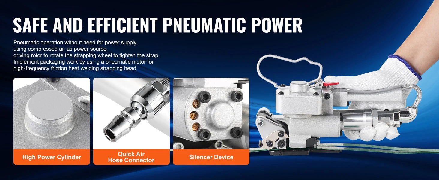 Draagbare pneumatische omsnoeringsmachine 3500N voor PET/PP 1/2"–3/4"