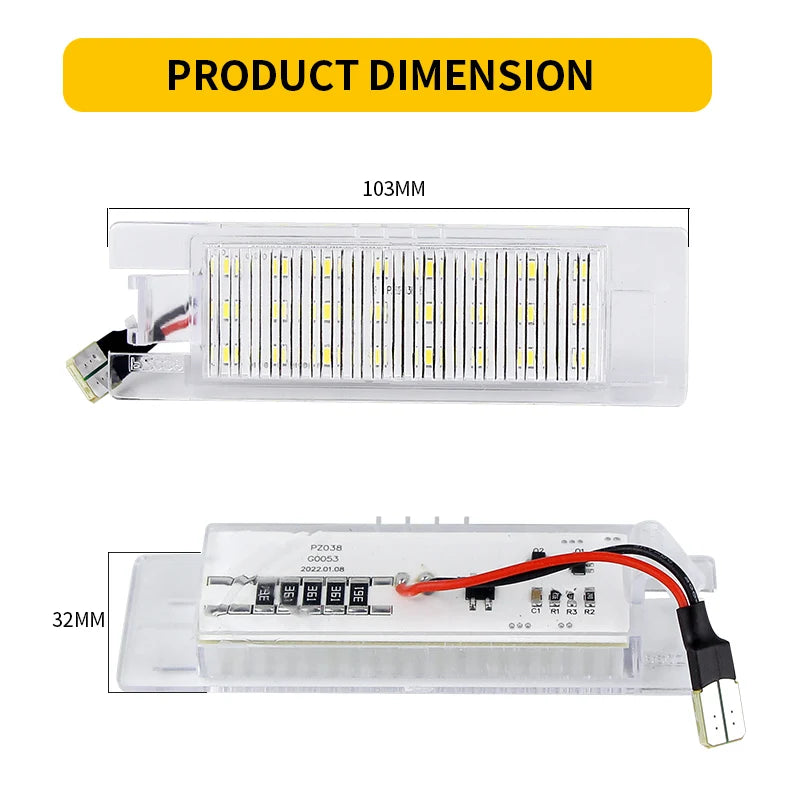 2/10PC For Fiat Grande Punto Evo Van Pratico Brava Bravo Cinquecento Croma Doblo Linea Marea White Led License Number Plate Lamp
