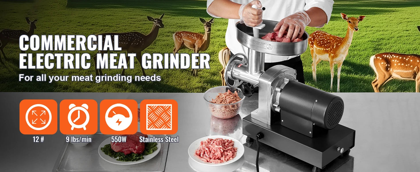Electric Commercial Meat Grinder 550W Stainless Steel Sausage Maker
