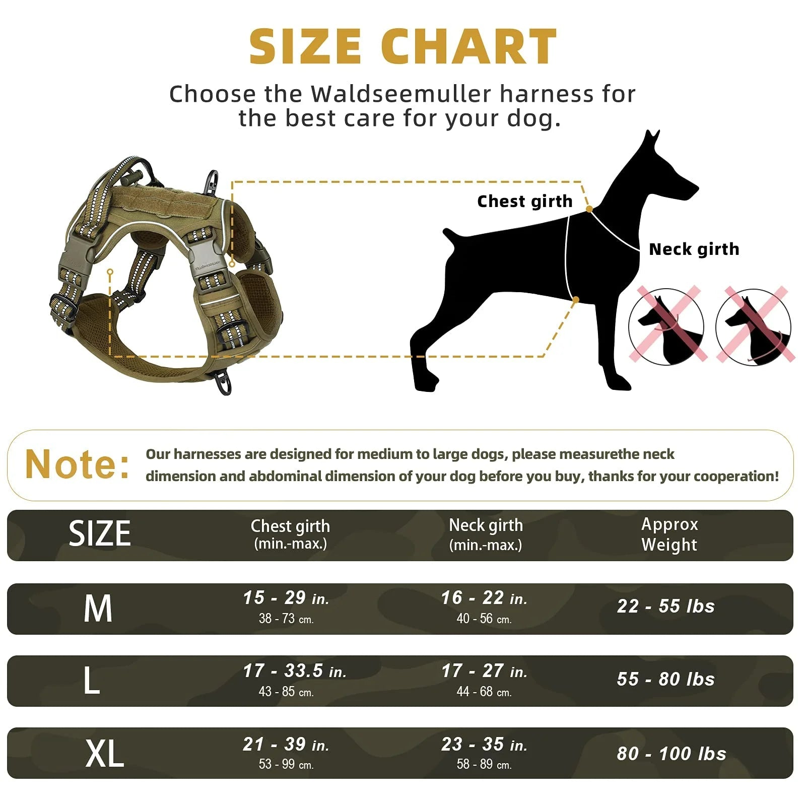 Tactical Dog Harness, No Pull Dog Harness, Adjustable Breathable MOLLE Dog Vest Harness for Medium Large Dog Reflective Military 