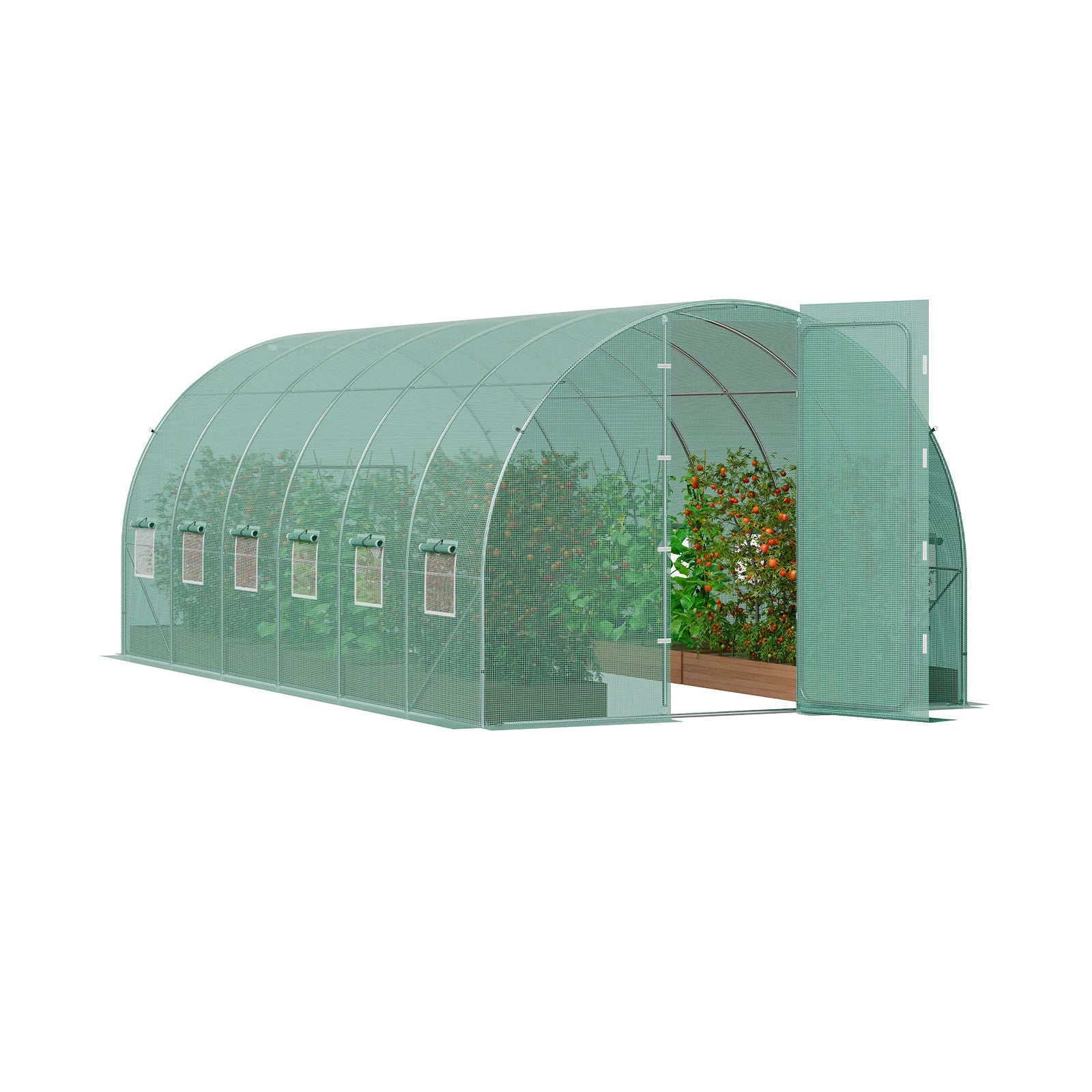 SucceBuy gångin tunnel växthus hoop house växthus tunnel växthus växthus med galvaniserad stålram svängd dörr för utomhusbruk