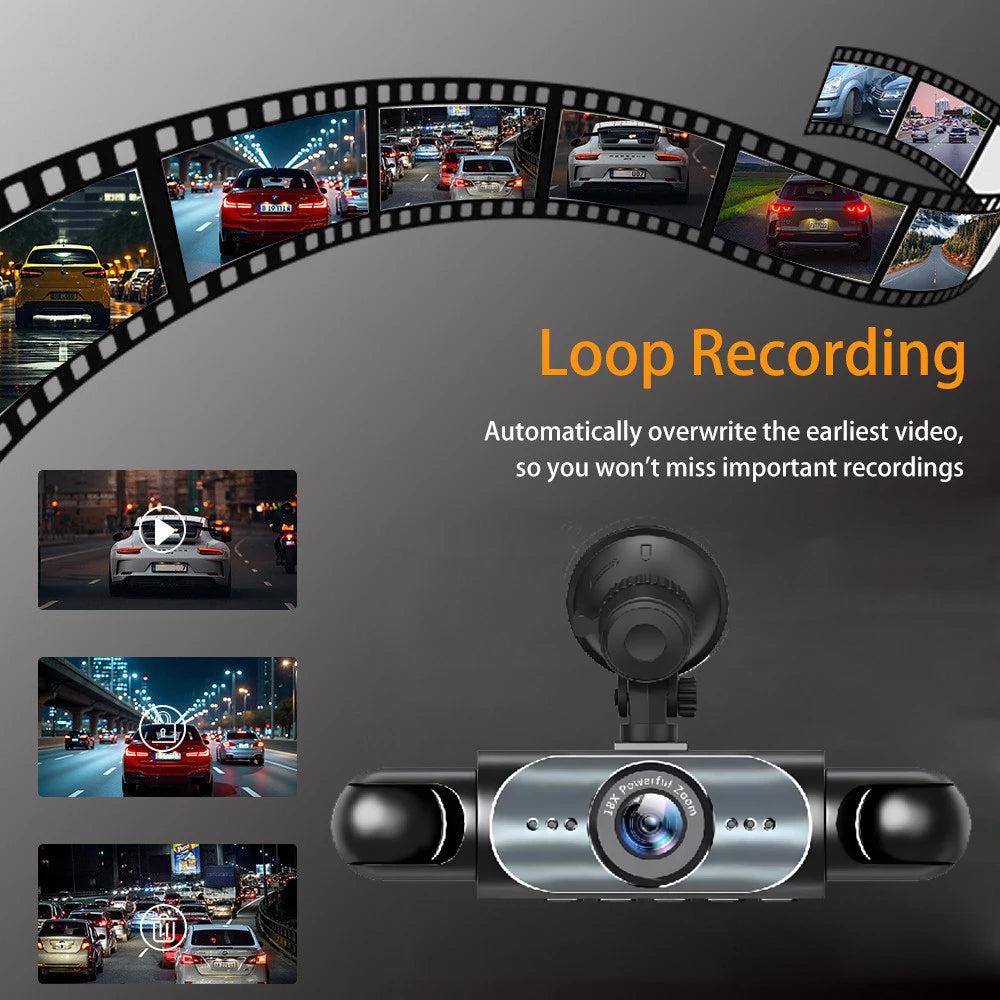4 Channel Dash Cam 360° Car Video Recorder with Night Vision and Parking Monitor
