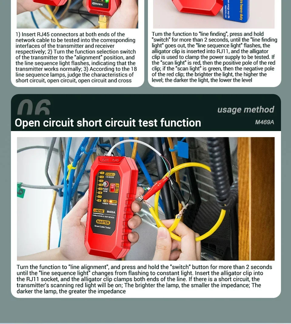 M469A RJ45/RJ11 Cable Tester and Tracer