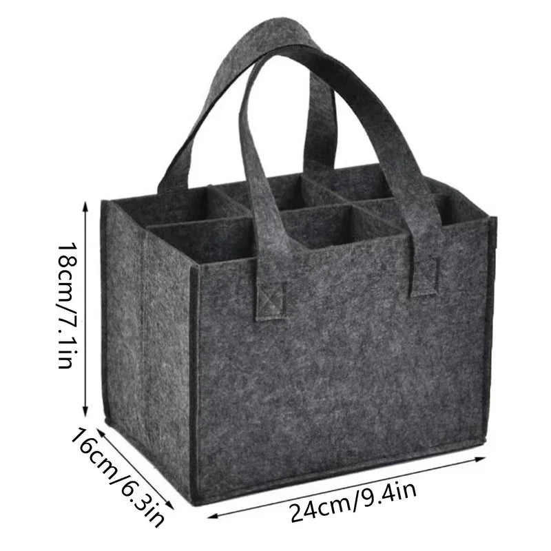 Felt Bottle Carrier with Six Compartments