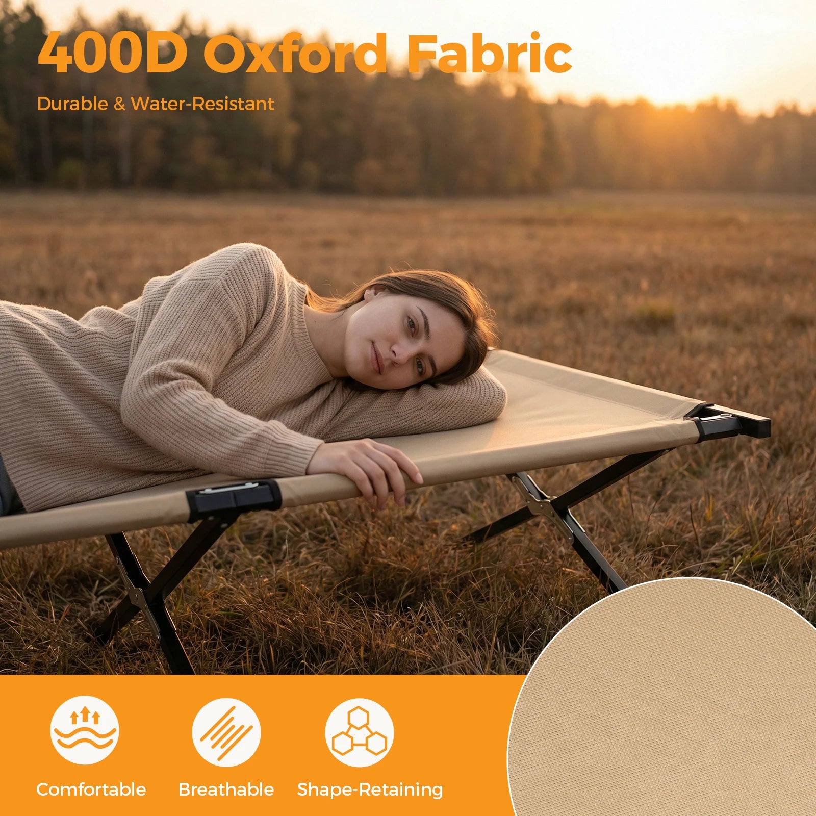 Portable Folding Camping Cot Bed 300 lbs Capacity 73" x 36"