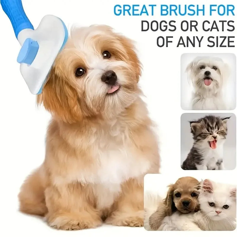 Push-Button Pet Grooming Brush