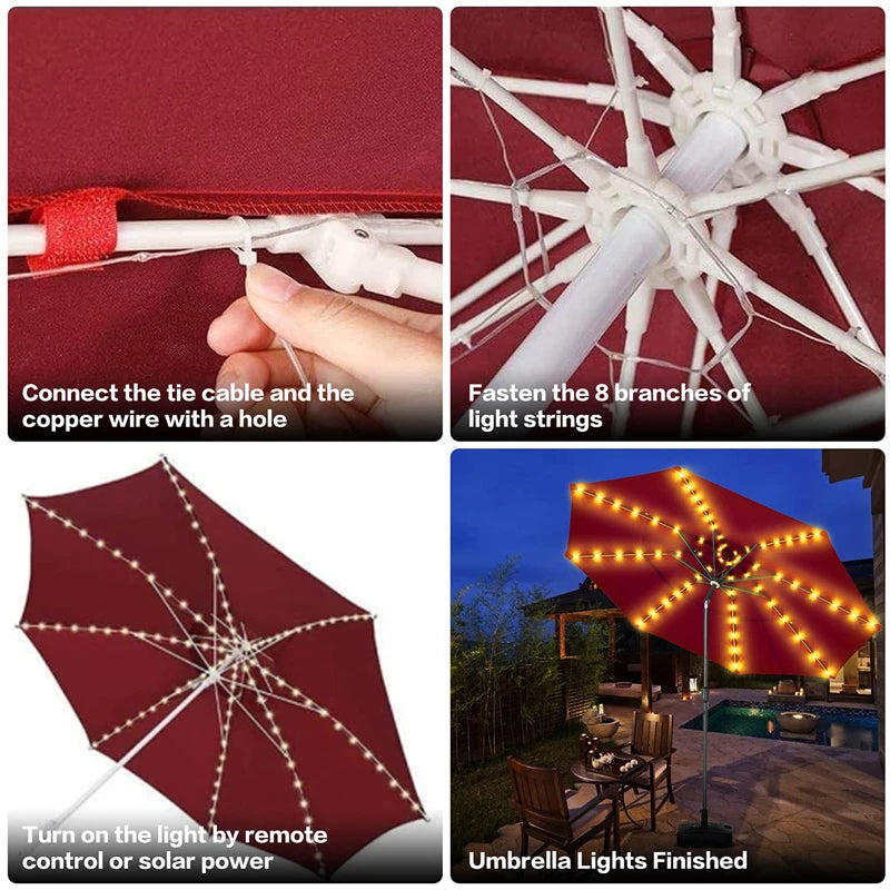 Solar LED String Lights, 5 m, 8 Modes and Remote Control