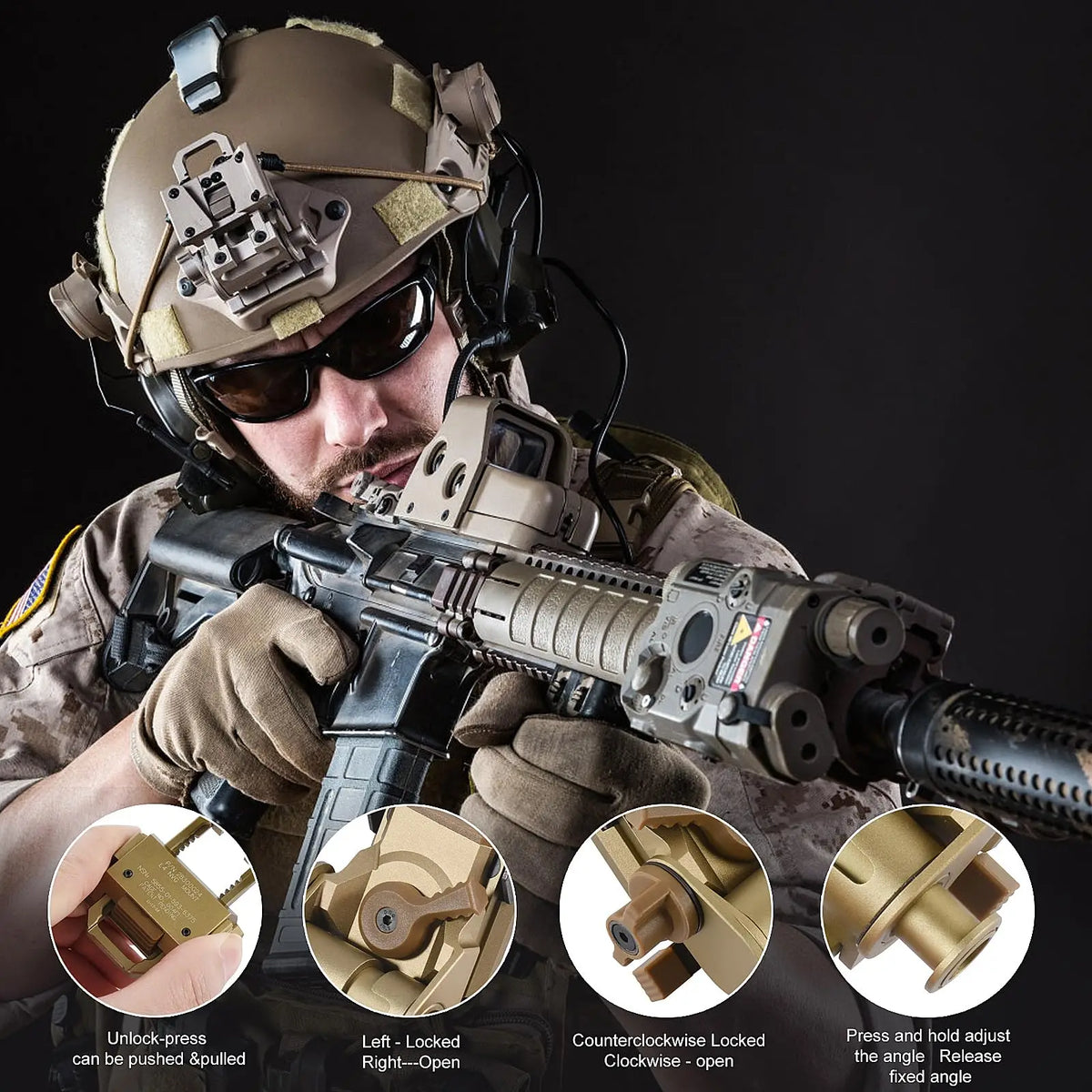 BOOIU Metal/Nylon L4G24 NVG Helmet Mount Holder for PVS15/18 GPNVG18 Goggle Night Vision Stent Outdoor Tactical Helmet Bracket