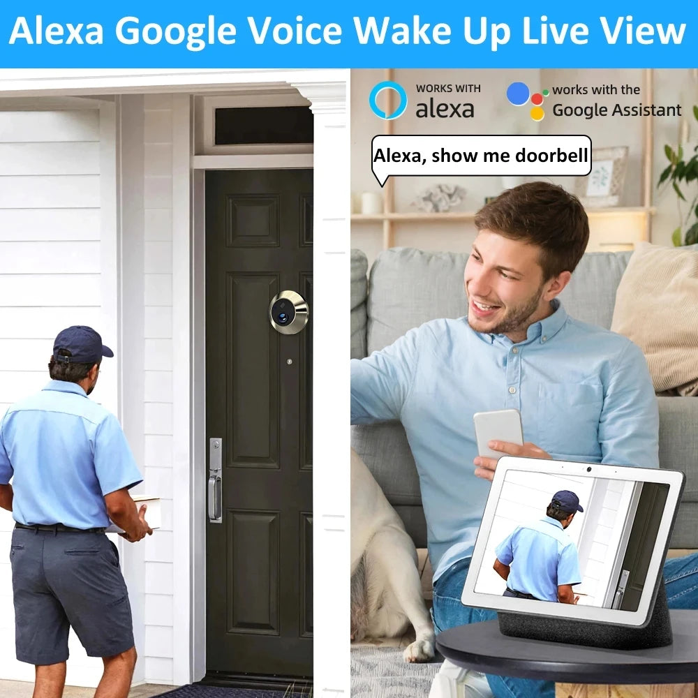 1080P Wide-Angle Peephole Security Camera with Motion Detection