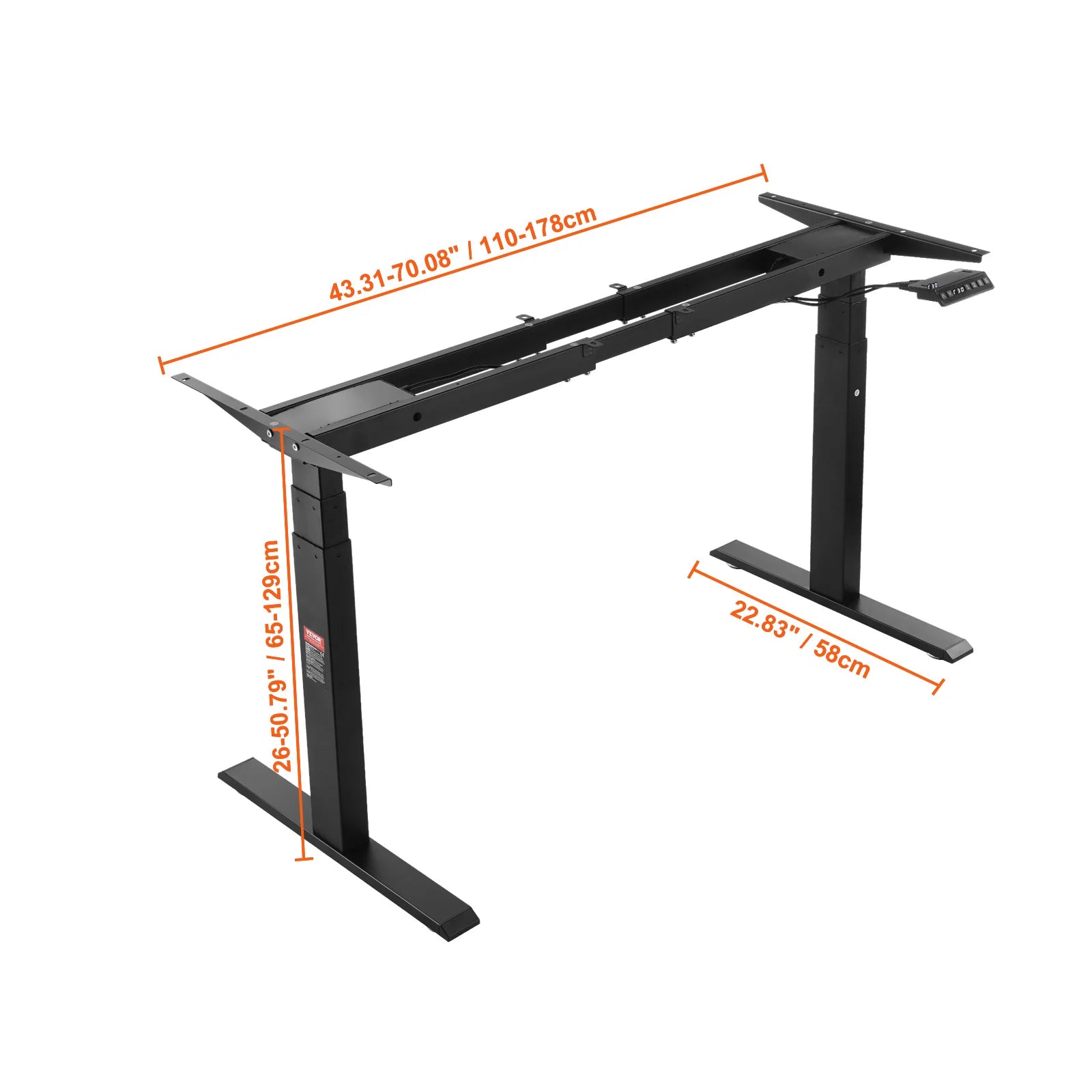 Cadre de bureau debout SucceBuy électrique, tréteaux de bureau ergonomique ajustable pour ordinateur, base de poste de travail DIY pour maison/bureau, noir et blanc