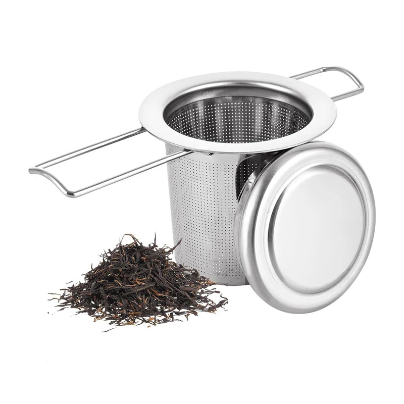 Stainless-Steel Tea Infuser with Lid and Folding Handles