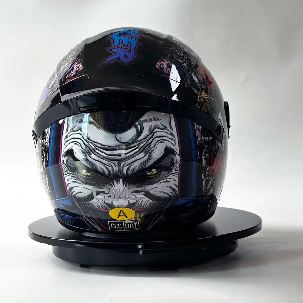 Full Face Racing Motorcycle Helmet with Anti-Fog Vintage Style