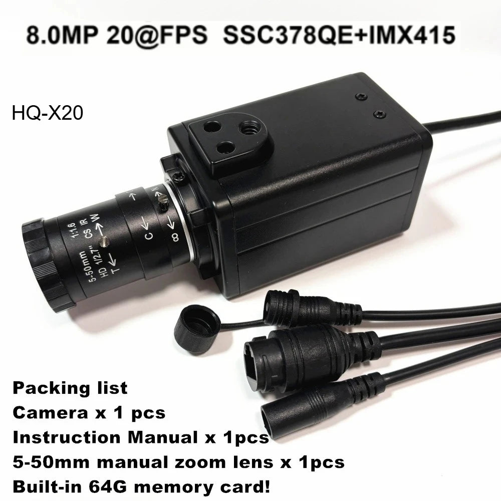 12MP POE IP-camera met RTSP RTMP ONVIF en 64GB-kaart