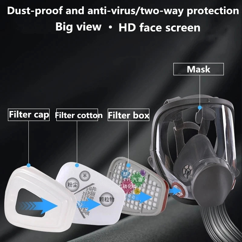 Maschera antigas a pieno facciale 6800 con protezione antiappannamento e sicurezza