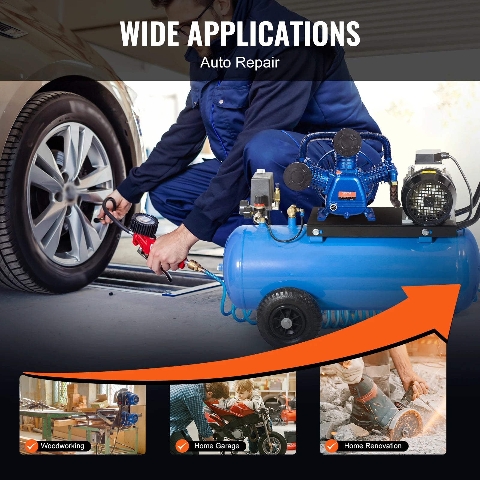 10HP 3válcový vzduchový kompresorový hlava čerpadla dvoustupňový 185 PSI