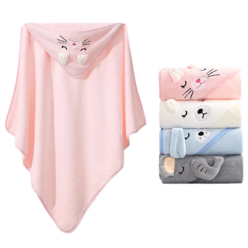 Cartoon Animal Baby Hooded Bath Towel Blanket for Toddlers