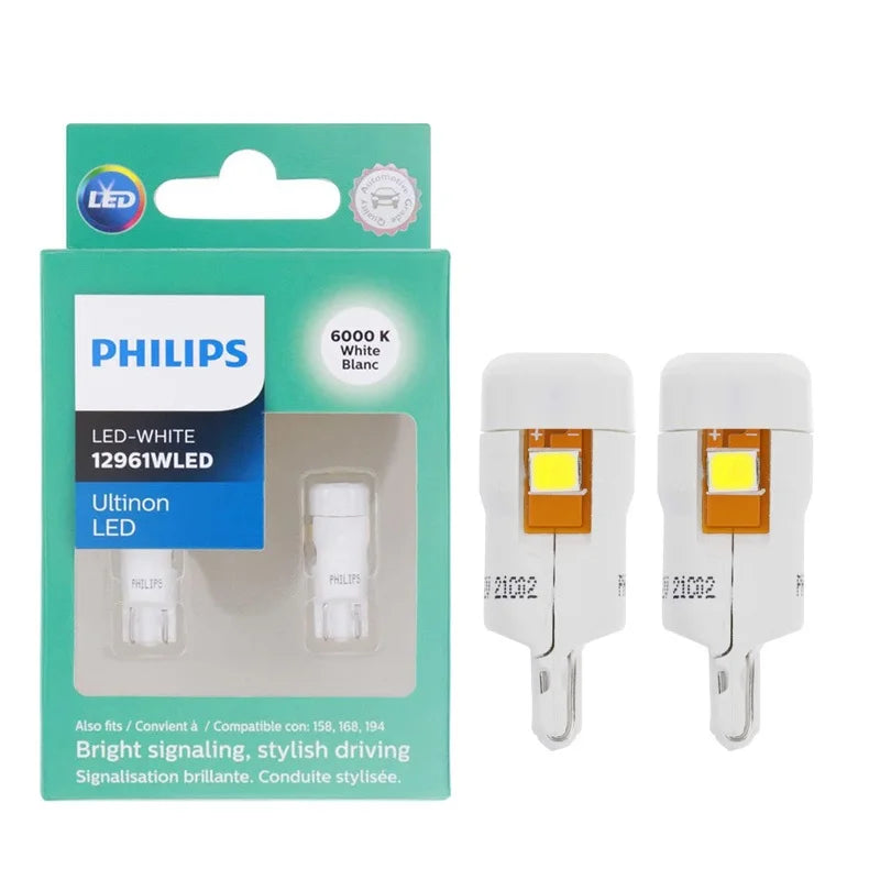 Philips Ultinon LED T10 W5W 194 6000K Hell Weiß Auto-LED Signale Leseschilder Lampen Innenraum Armaturenbrett Bulbs 12961ULWX2
