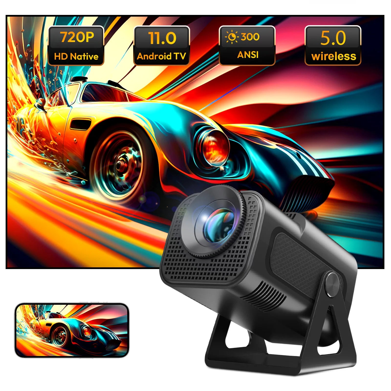 XGODY Projecteur Intelligent Portable 12000LM avec WiFi 6