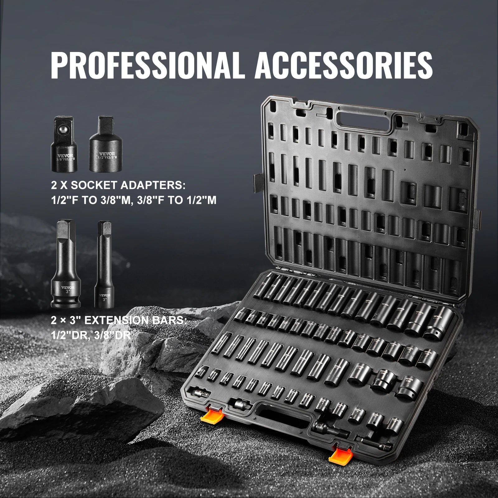 59-teiliges Schlag-Steckschlüssel-Set 3/8" & 1/2" Antrieb SAE & Metrisch