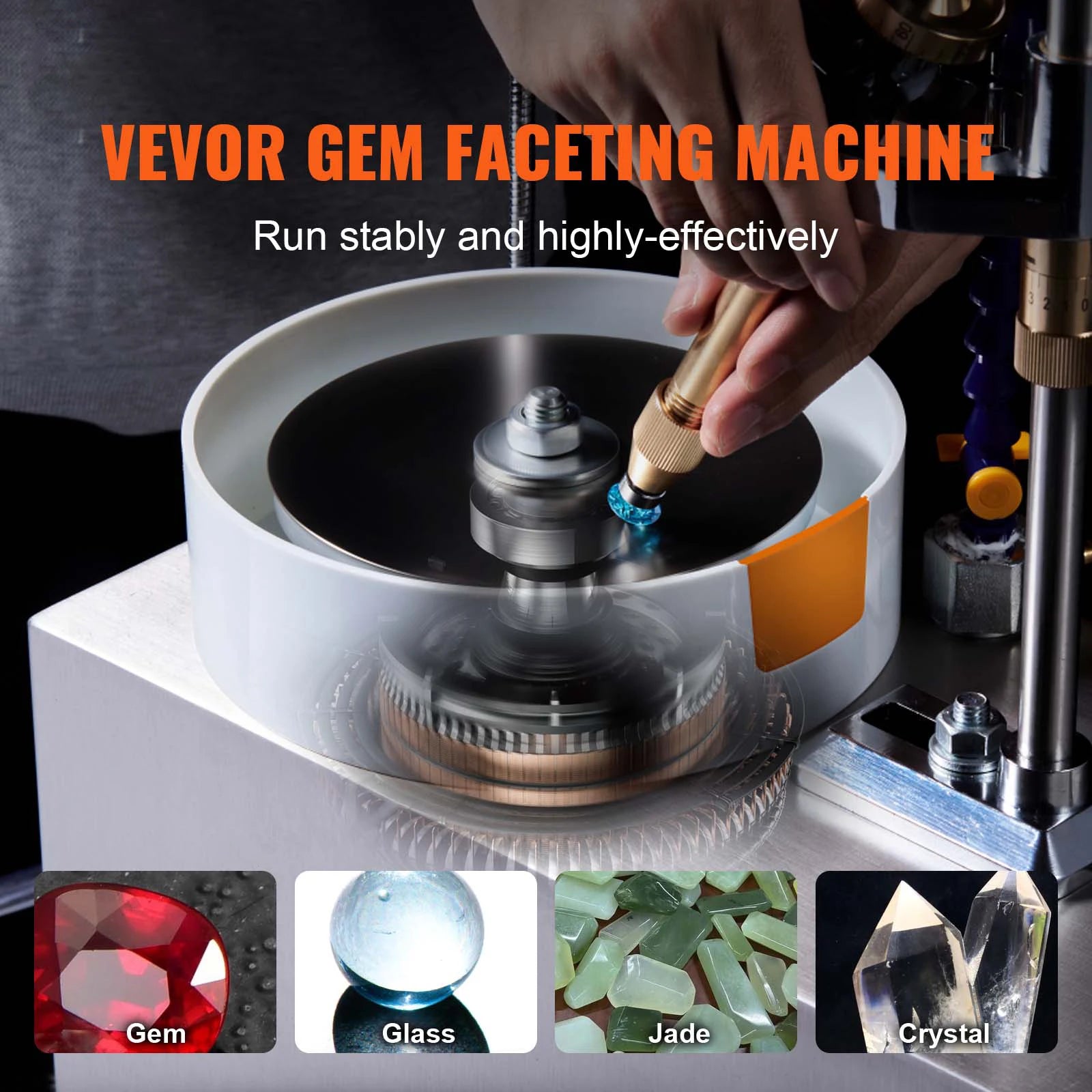 SucuBuy Diamantová brusička na broušení drahokamů 180W Jade grinding polishing machine, 0–2980 RPM, nastavitelná otáčivá rychlost, rock drahokam, úhlová leštička