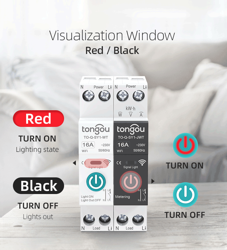 TUYA WIFI Smart Circuit Breaker Power Metering 1P 63A DIN Rail for Smart Home wireless Remote Control Smart Switch by APP TONGOU 