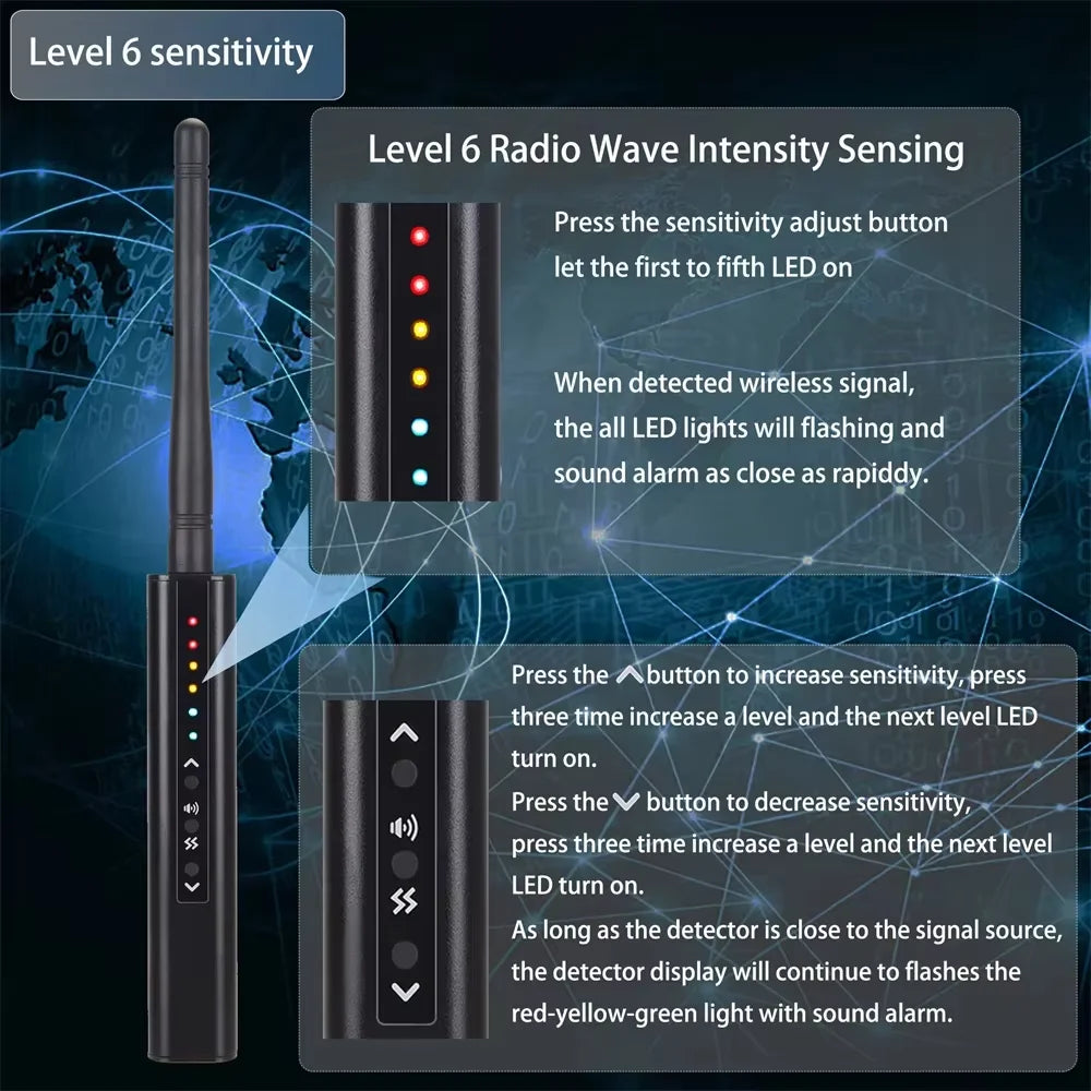 Portable Professional Anti-Spy RF Detector, Wireless Signals Scanner, GPS Tracker, Bug Finder, Hidden Camera, GSM Audio Devices