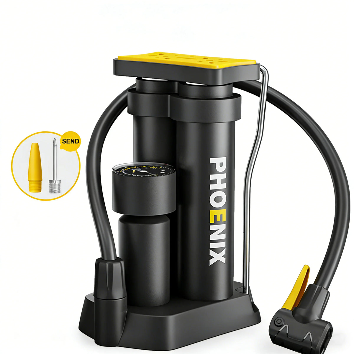 Portable Pedal Bicycle Pump, A–F Options