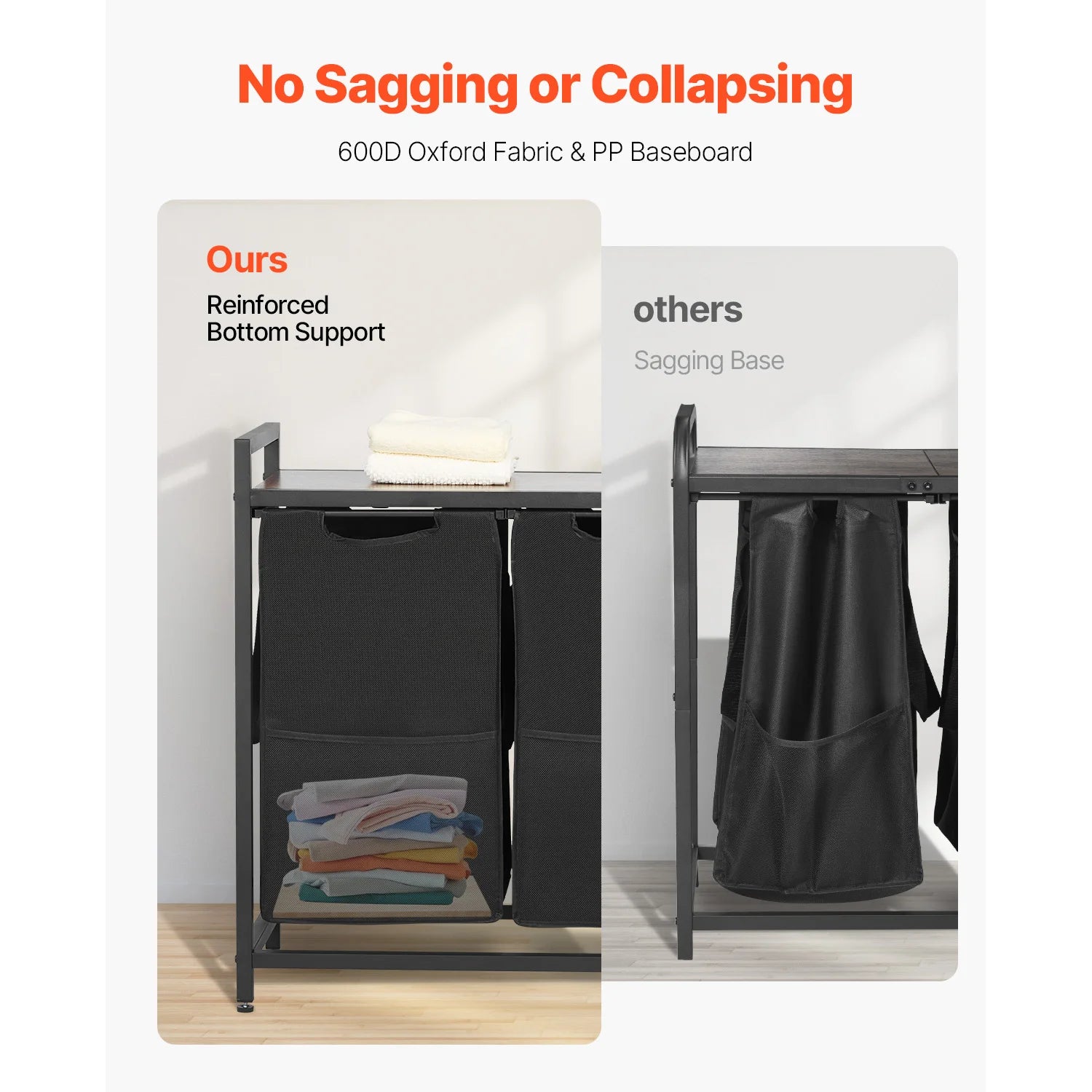 Large Laundry Sorter with Metal Frame & Pull-Out Bags
