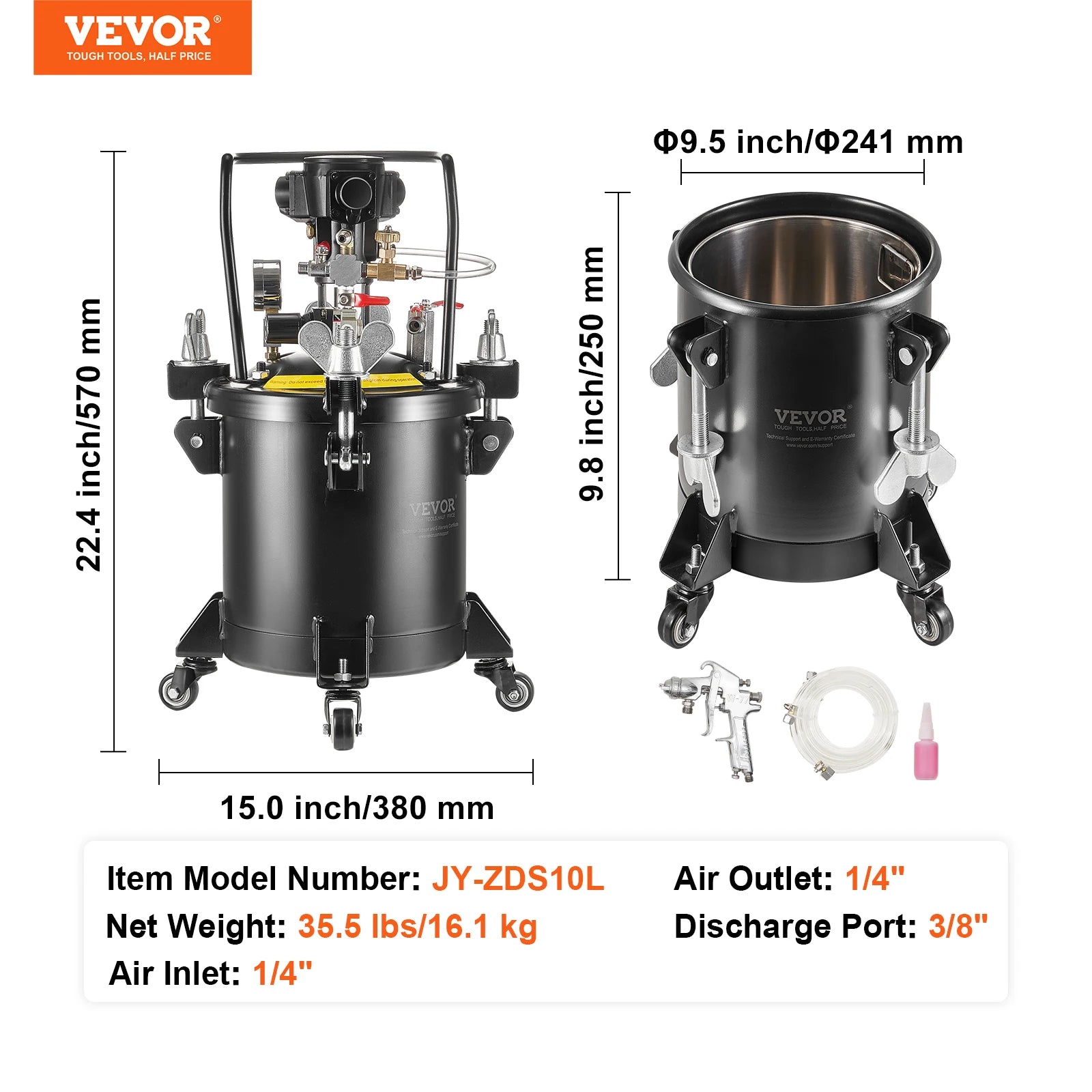 15L Tabancalı ve Ayarlanabilir 60 PSI Basınçlı Sprey Boya Tankı