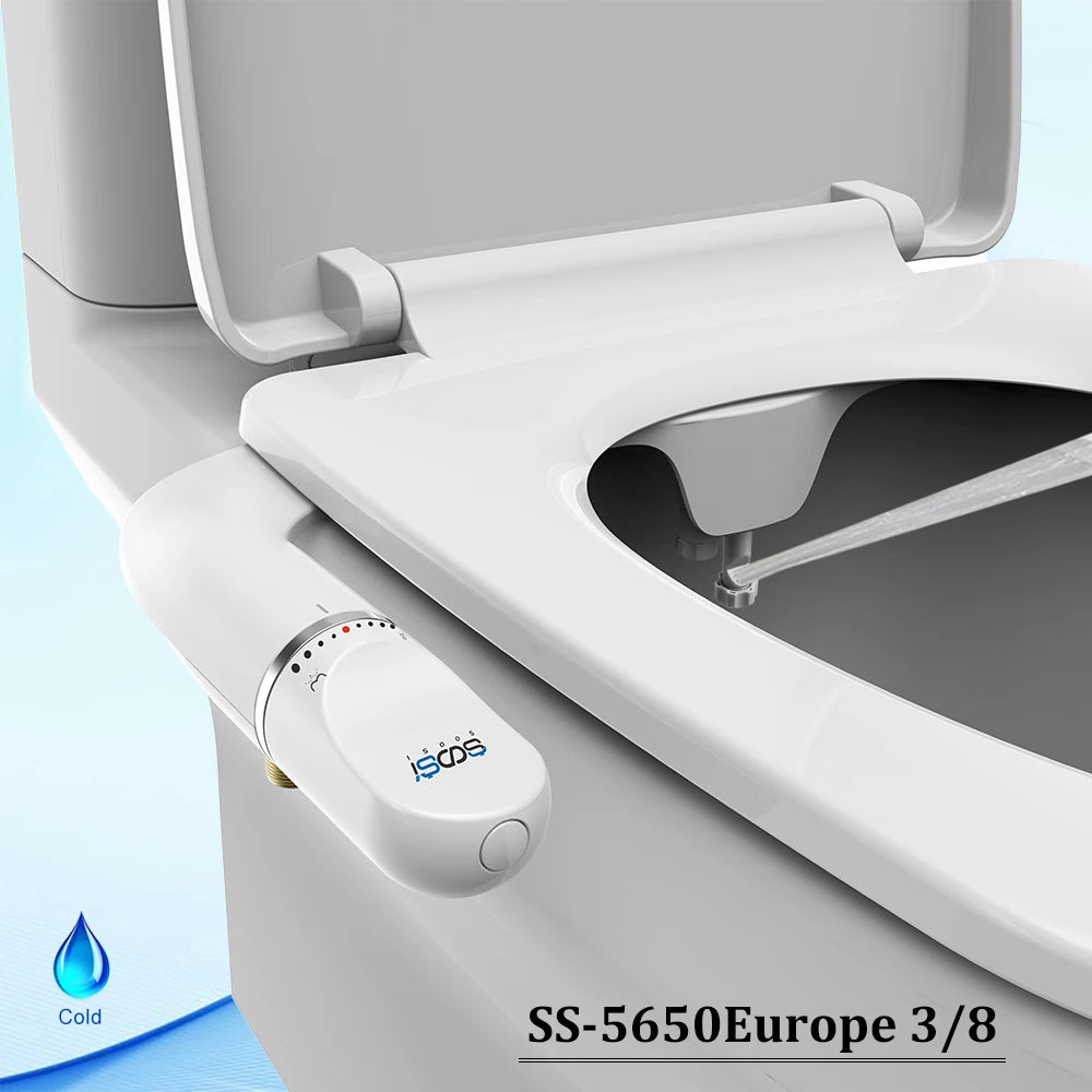 Toilet Seat Bidet Attachment Ultra-Slim Double Nozzle Adjustable Water Pressure Non-Electric Sprayer