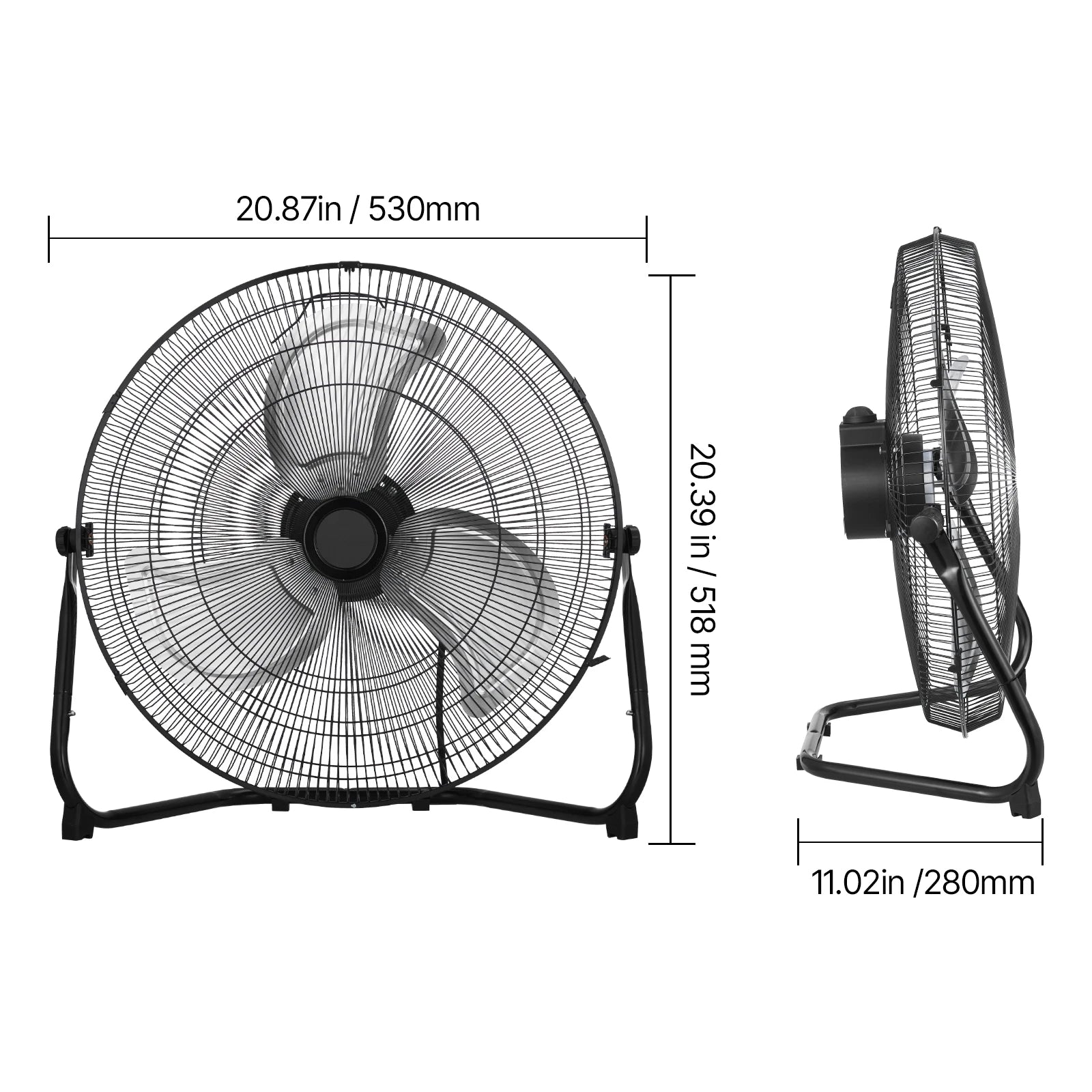 Industriel gulvventilator med høj hastighed 4800 CFM 3-trins vippefunktion