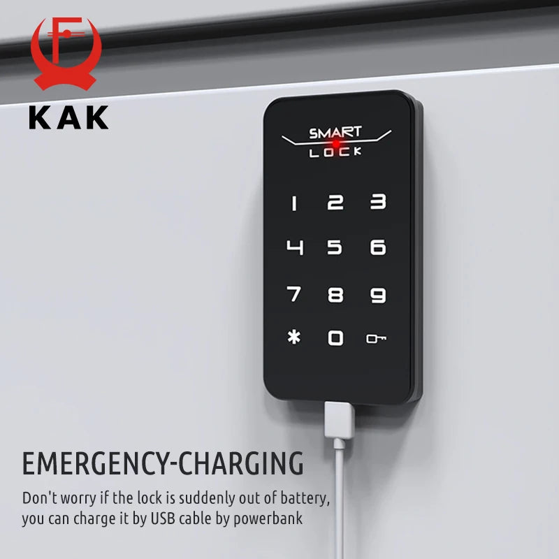 KAK Digital Electronic Lock Smart Drawer Lock Touch Sensing Password Cabinet Lock for Locker Keyless Safety Lock Door Hardware