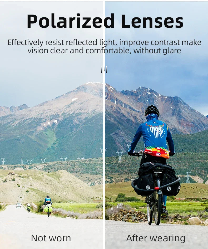 Occhiali da sole da ciclismo polarizzati UV400, montatura grande TR90, occhiali sportivi