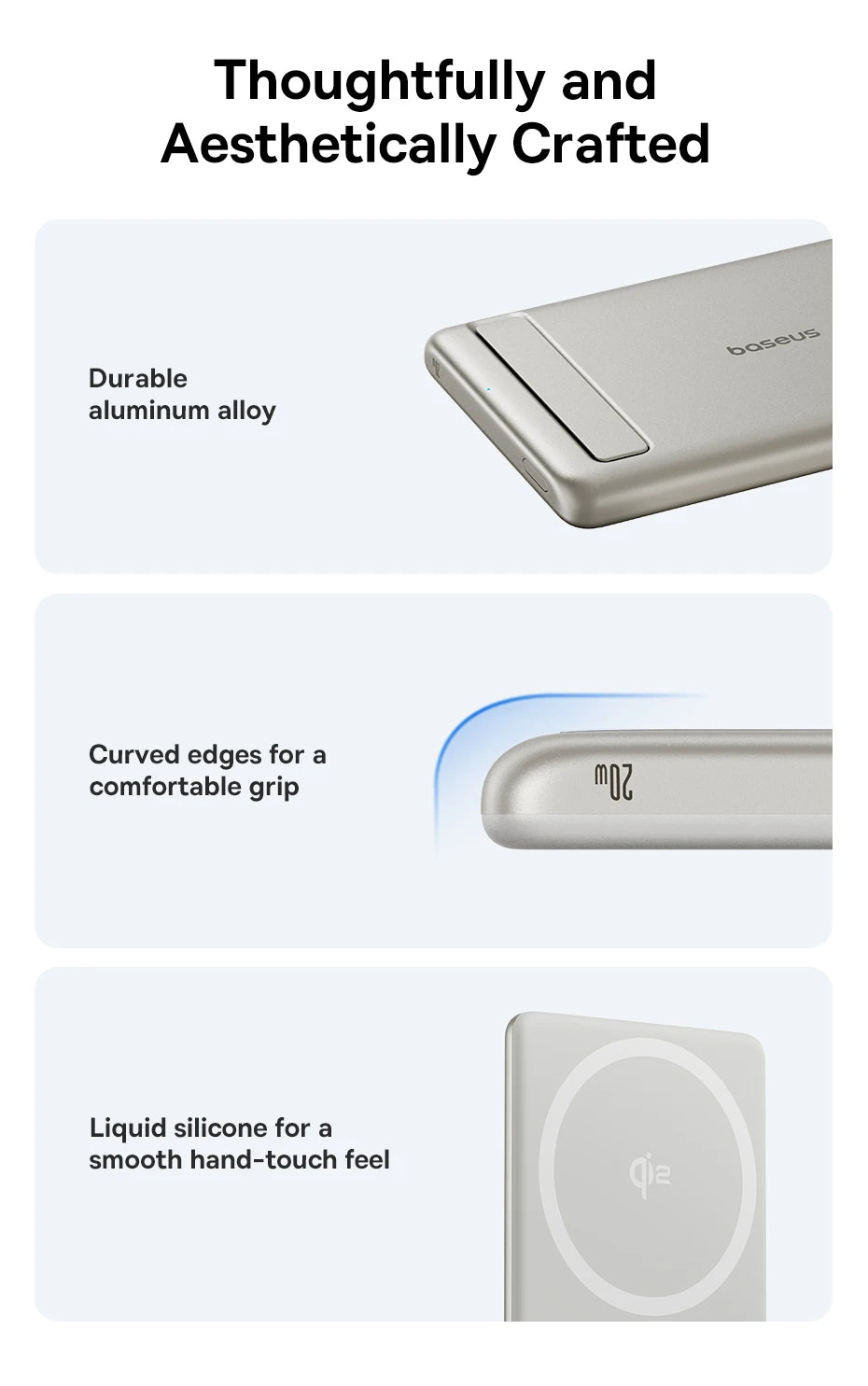 Baseus Qi2 Magnetic Power Bank with Kickstand 5000mAh