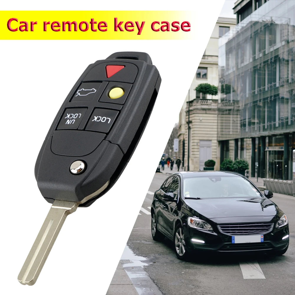 5-Button Flip Remote Key Case Replacement for Volvo Models