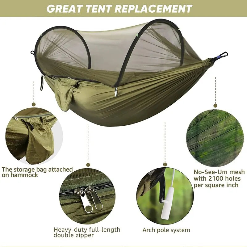 3-in-1 Camping Hammock with Mosquito Mesh and Quick Opening