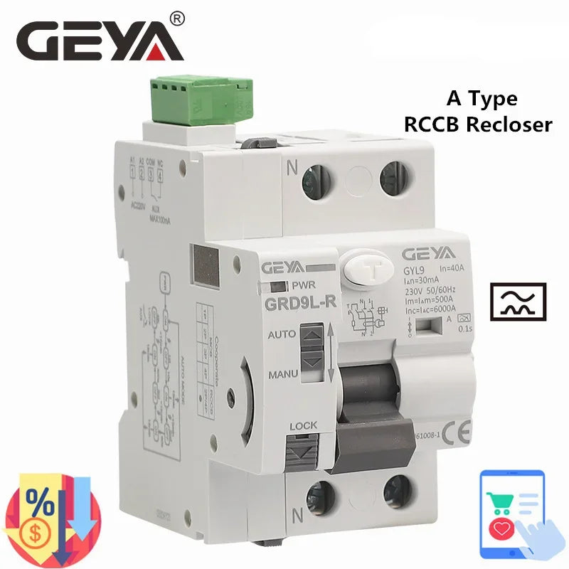 GEYA GRD9L Type A RCD Auto Recloser Differential Circuit Breaker