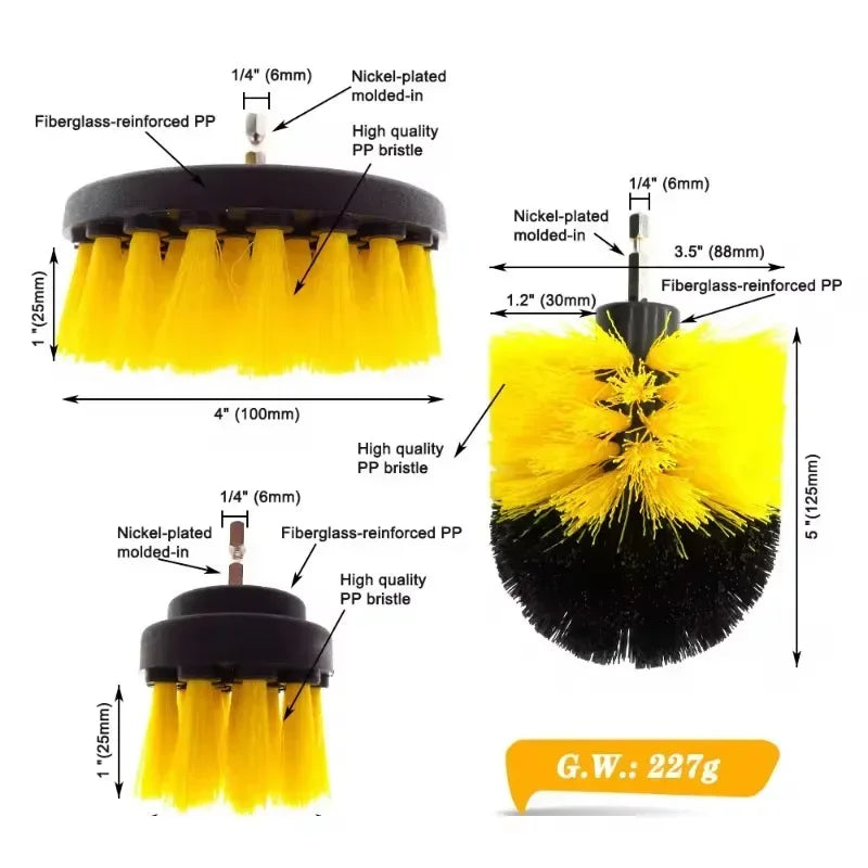 Electric Scrubber Brush Drill Brush Kit Power Drills Scrubber Brush For Carpet Glass Car Tires Nylon Brushes 2/3.5/4'' 