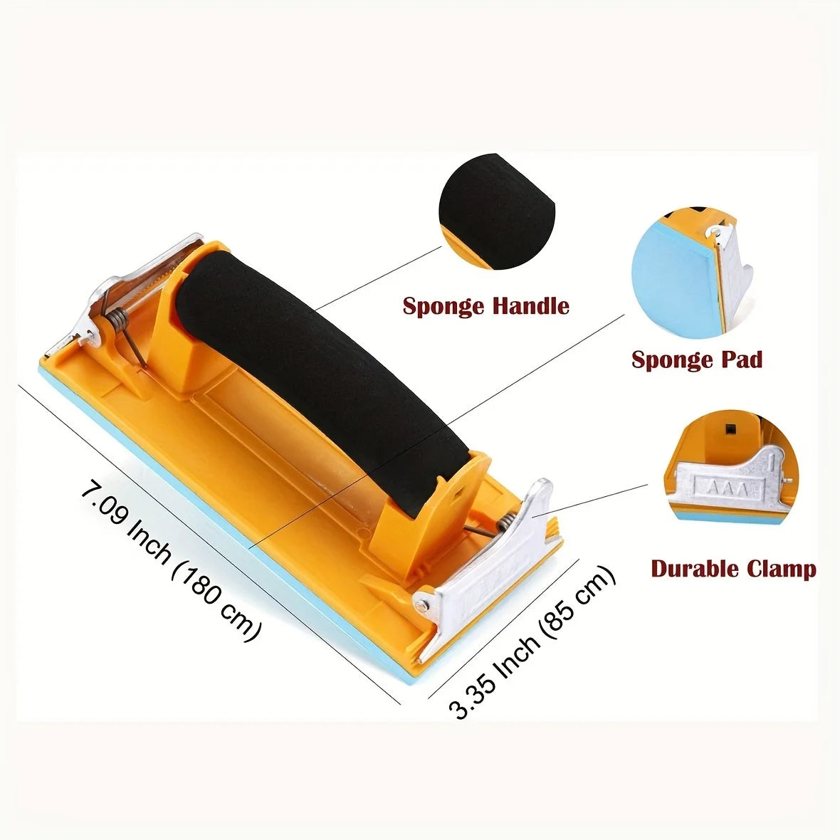 Manual Sandpaper Holder with Foam Grip & End Clamps