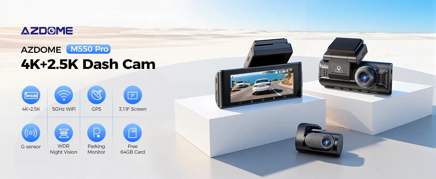 Двойна камера за кола отпред и отзад 4K 2.5K GPS Wi-Fi