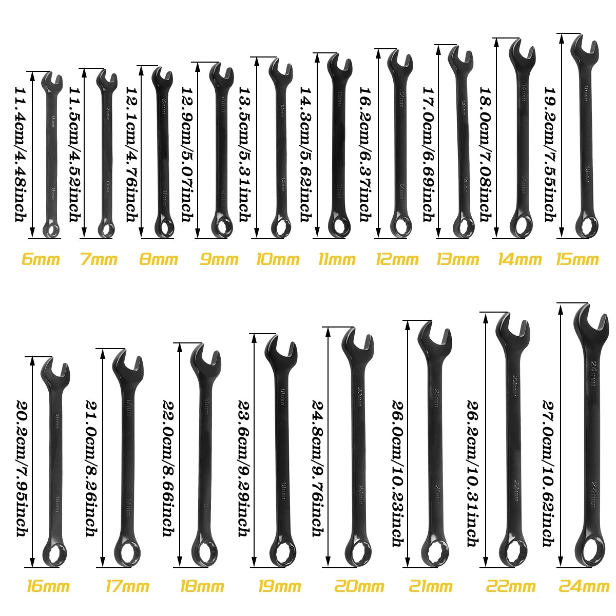 Metric Combination Wrench Set with Bag