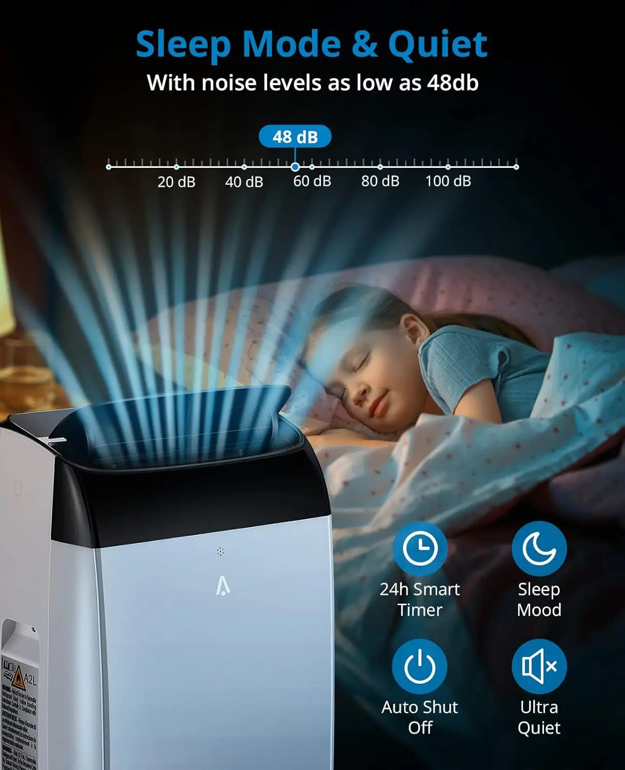 14000 BTU Portable Air Conditioner 3-in-1 with Remote Control and Sleep Mode