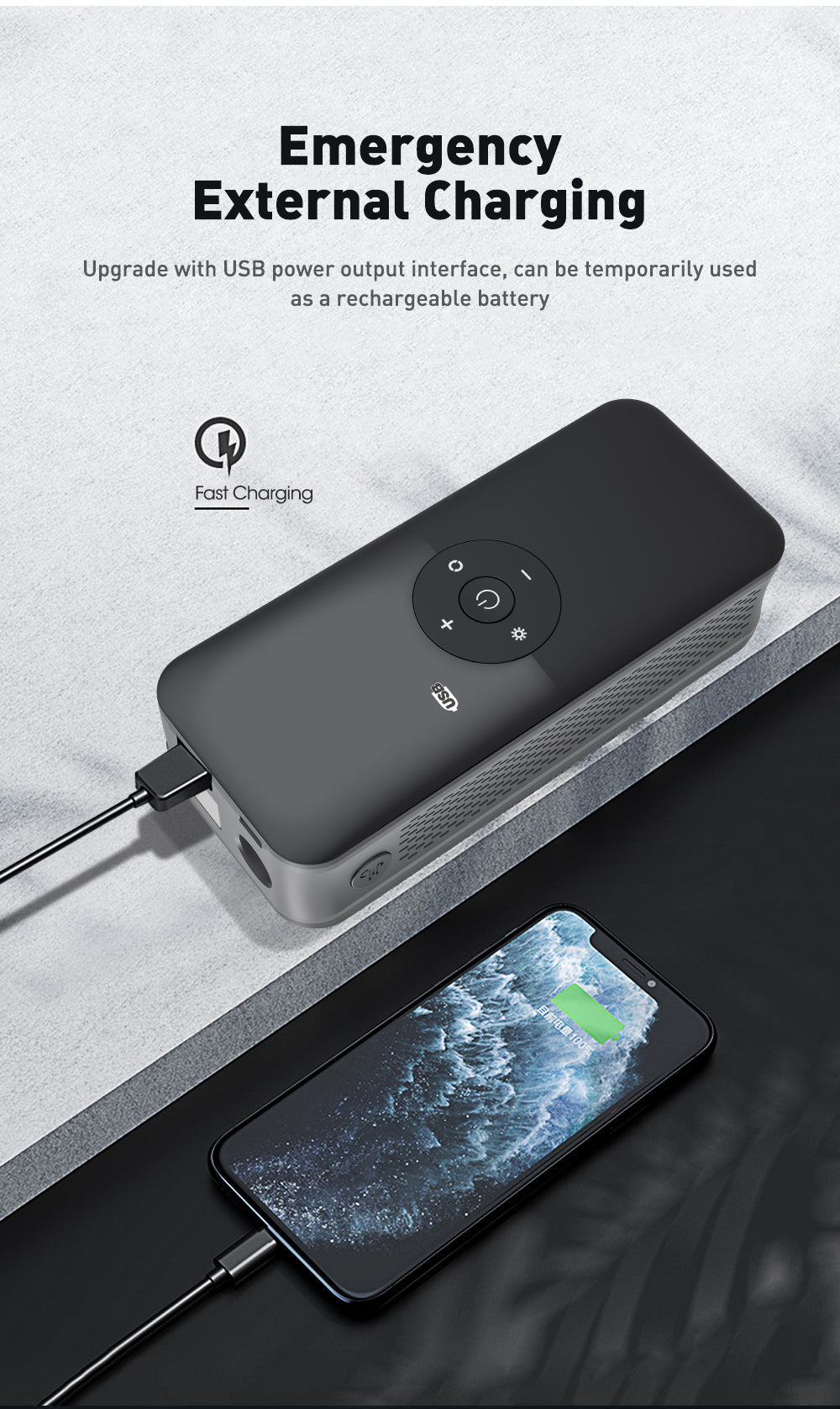 CARSUN Rechargeable Air Pump Tire Inflator Portable Compressor Digital Cordless Car Tyre Inflator For Motocycle Bicycle Balls 