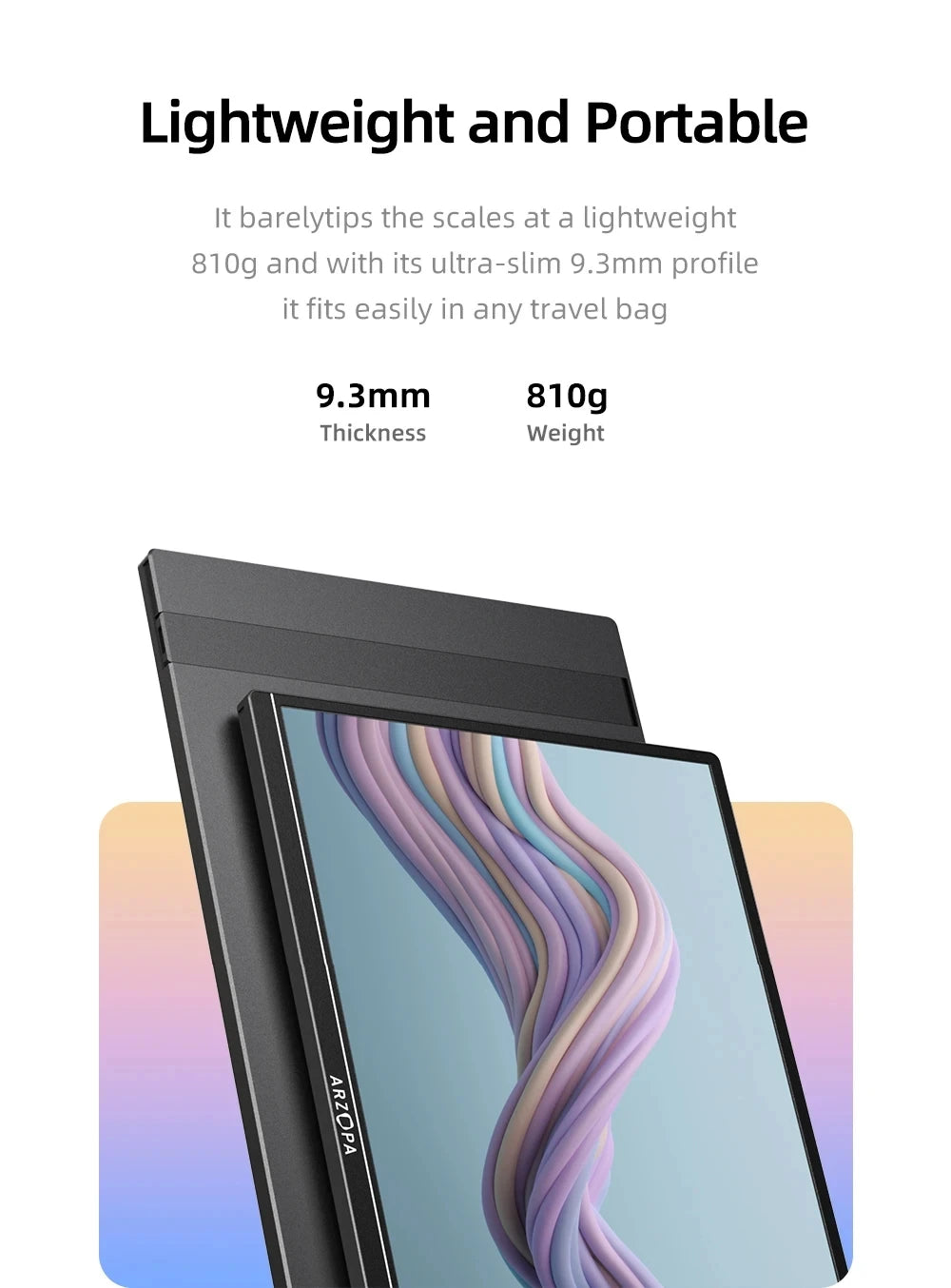 ARZOPA 16calowy 2K przenośny monitor 16:10 ekran IPS z mini HDMI typu C drugi wyświetlacz do MAC/laptopa/PC/Xbox/PS4/5/Switch,Z1RC